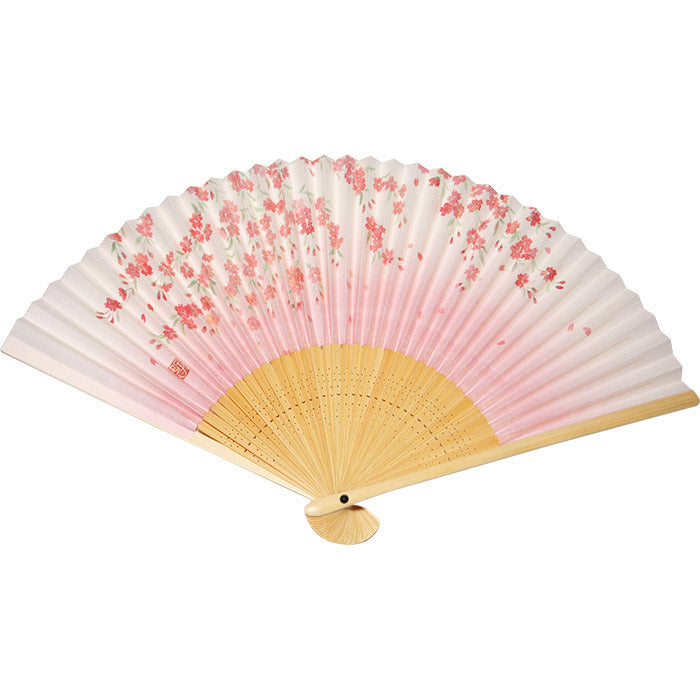 紙扇子 「白竹 しだれ桜」