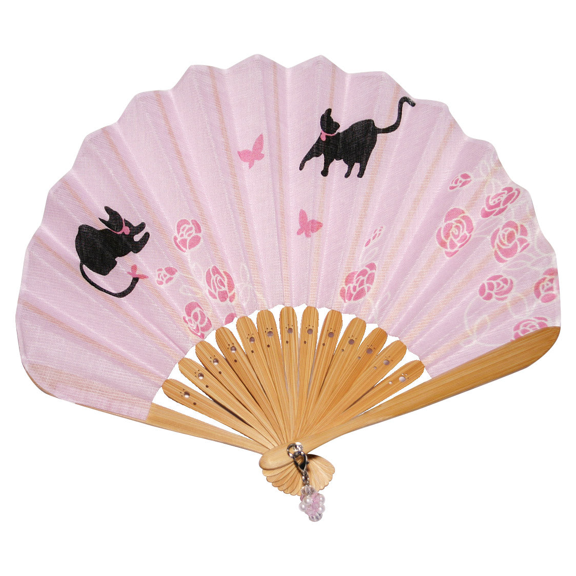 布扇子 「猫(はまぐり扇子) チャーム付」