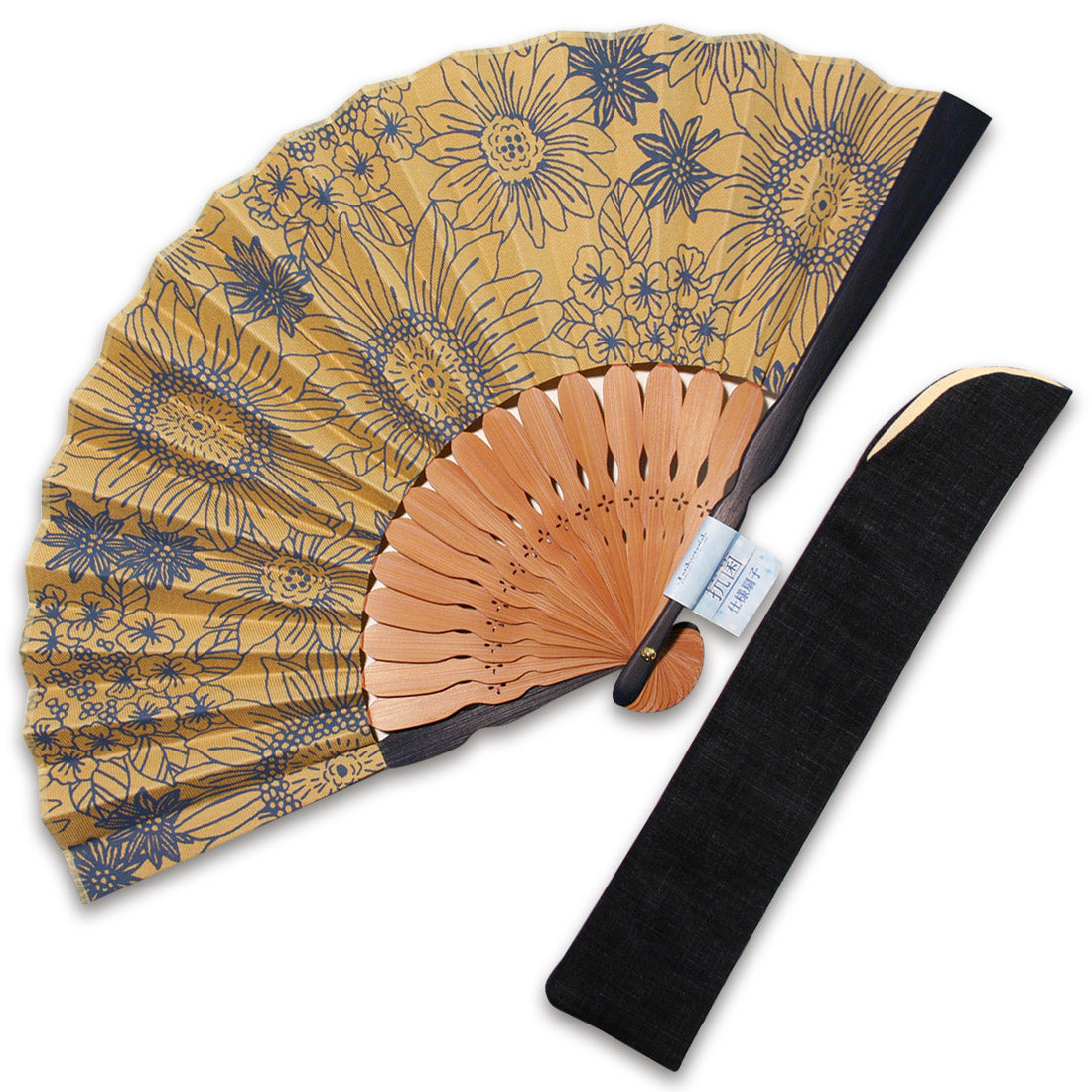 布扇子 「フラワー抗菌」 差し袋セット