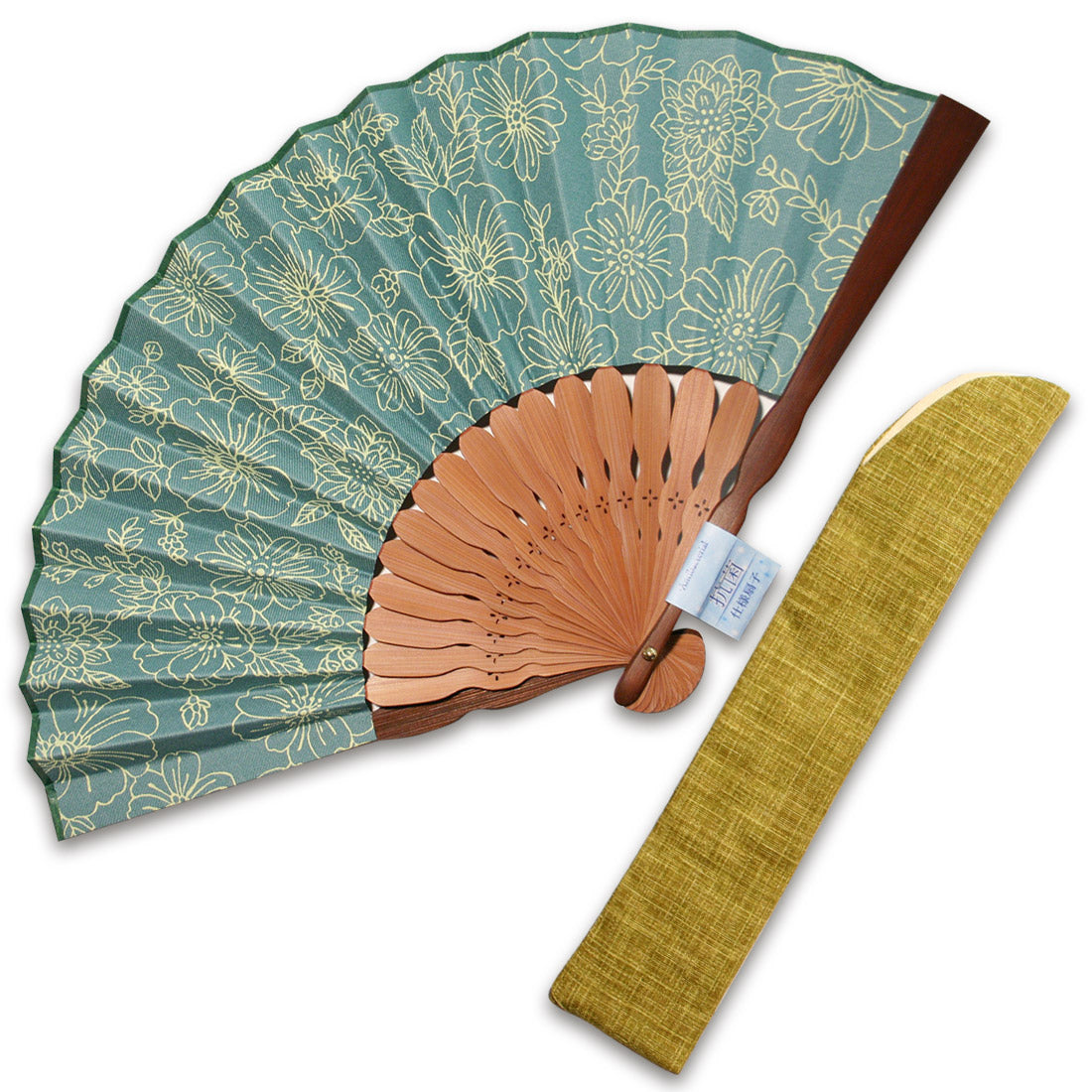 布扇子 「フラワー抗菌」 差し袋セット