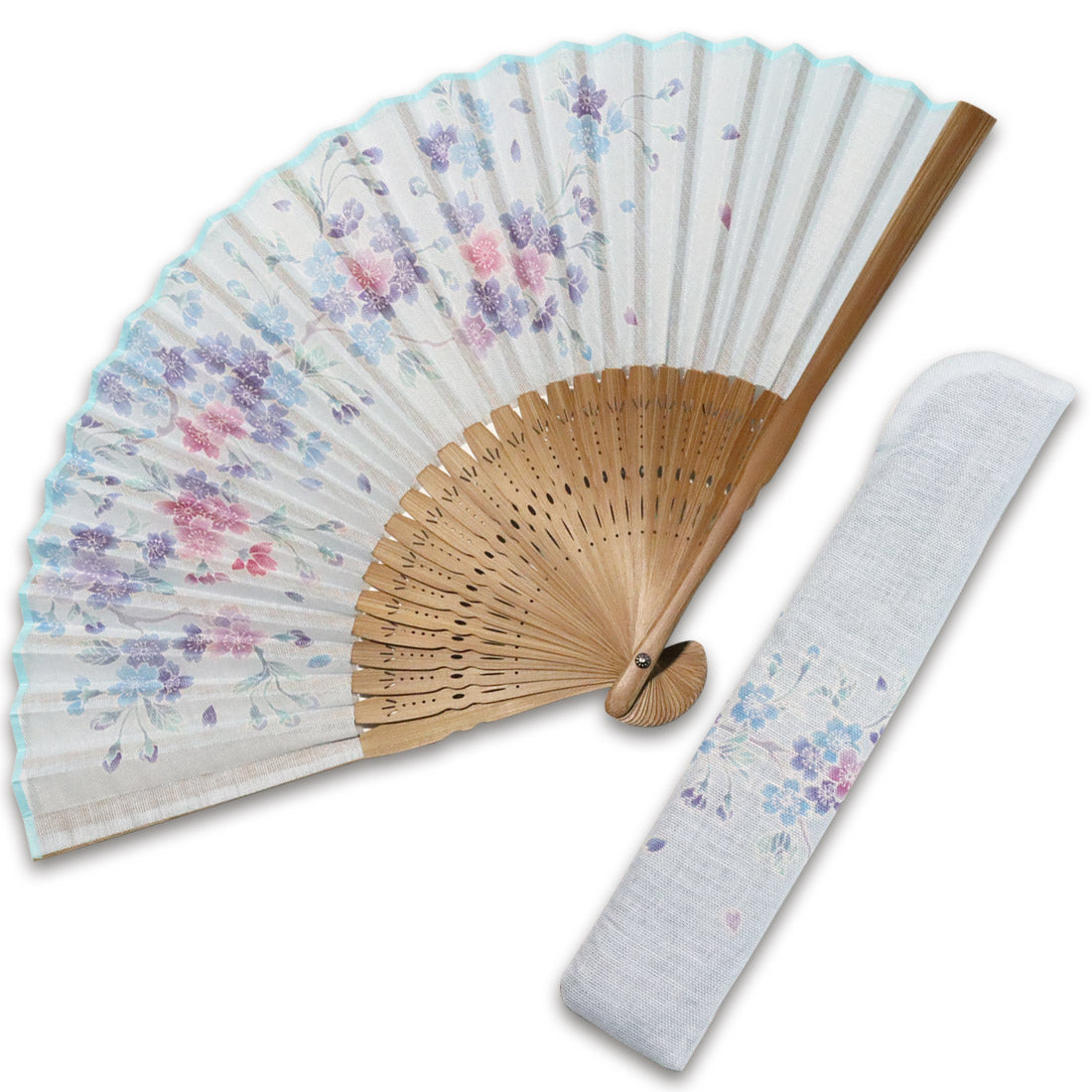 布扇子 「藍の彩り」 差し袋セット