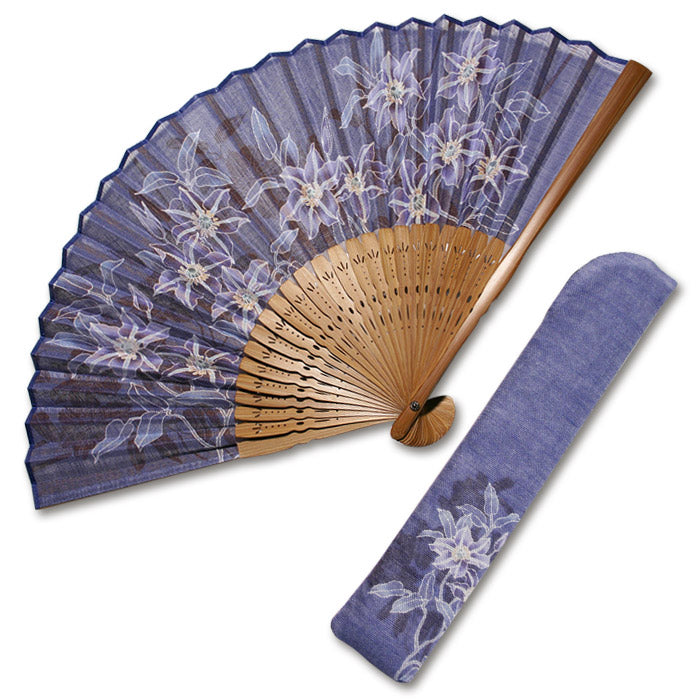 布扇子 「藍の彩り」 差し袋セット