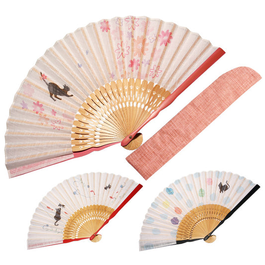 布質摺扇「貓咪遊戲」附扇套