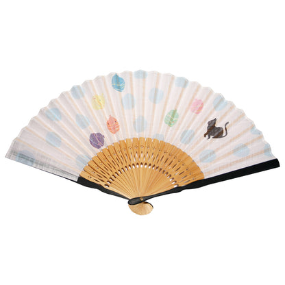 布扇子 「ねこあそび」 差し袋セット