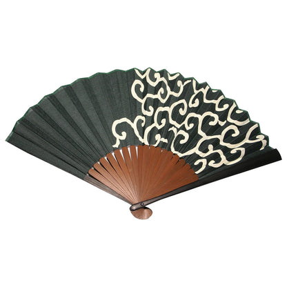 Cloth folding fan "Karakusa" with carrying pouch set