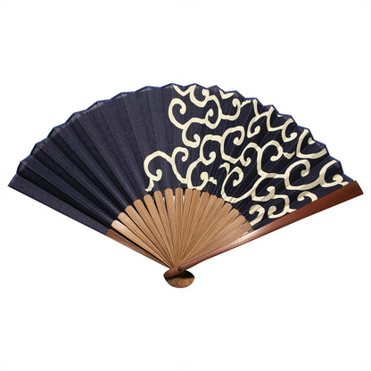 Cloth folding fan "Karakusa" with carrying pouch set
