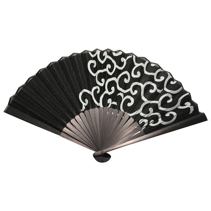 Cloth folding fan "Karakusa" with carrying pouch set
