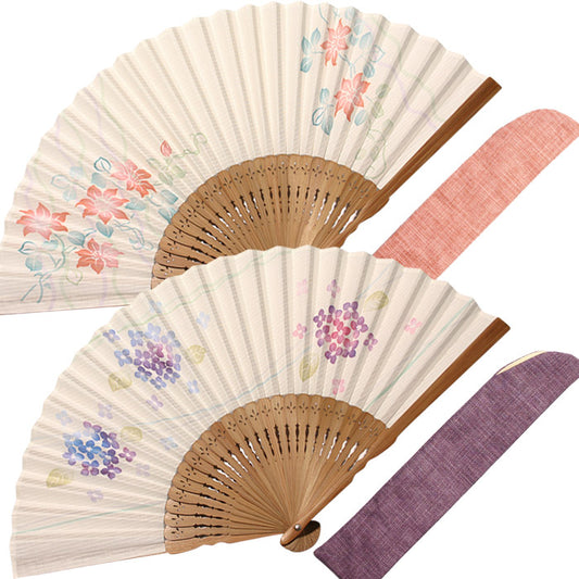布扇子 「あわいろ和花」差し袋セット