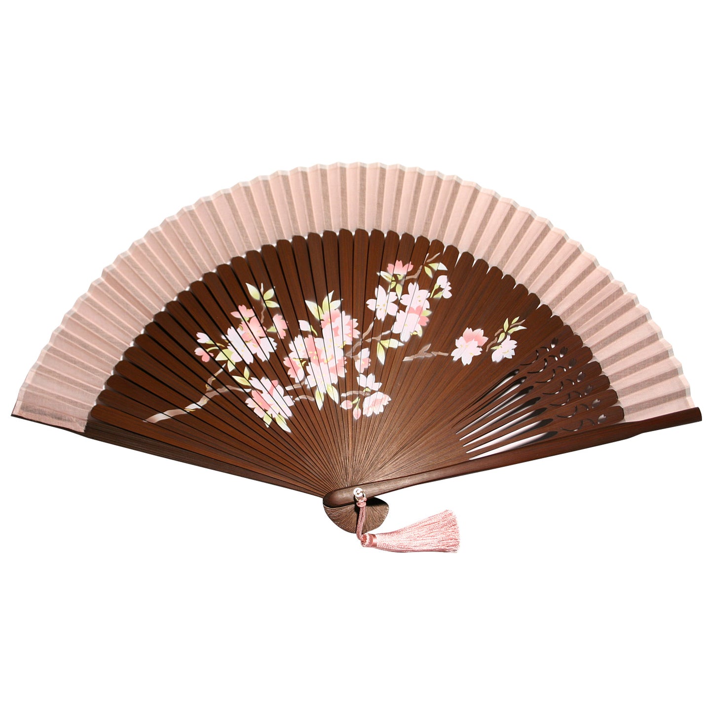 Fabric Folding Fan "Ouka Ranman" (Cherry Blossoms in Full Bloom) with Carrying Pouch