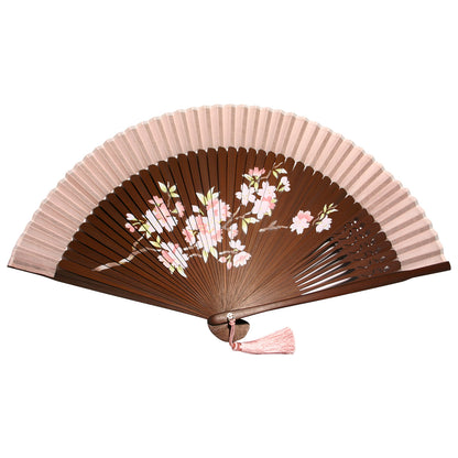 Fabric Folding Fan "Ouka Ranman" (Cherry Blossoms in Full Bloom) with Carrying Pouch