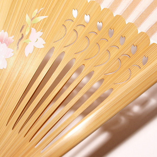 Fabric Folding Fan "Ouka Ranman" (Cherry Blossoms in Full Bloom) with Carrying Pouch