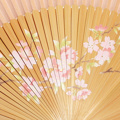 Fabric Folding Fan "Ouka Ranman" (Cherry Blossoms in Full Bloom) with Carrying Pouch