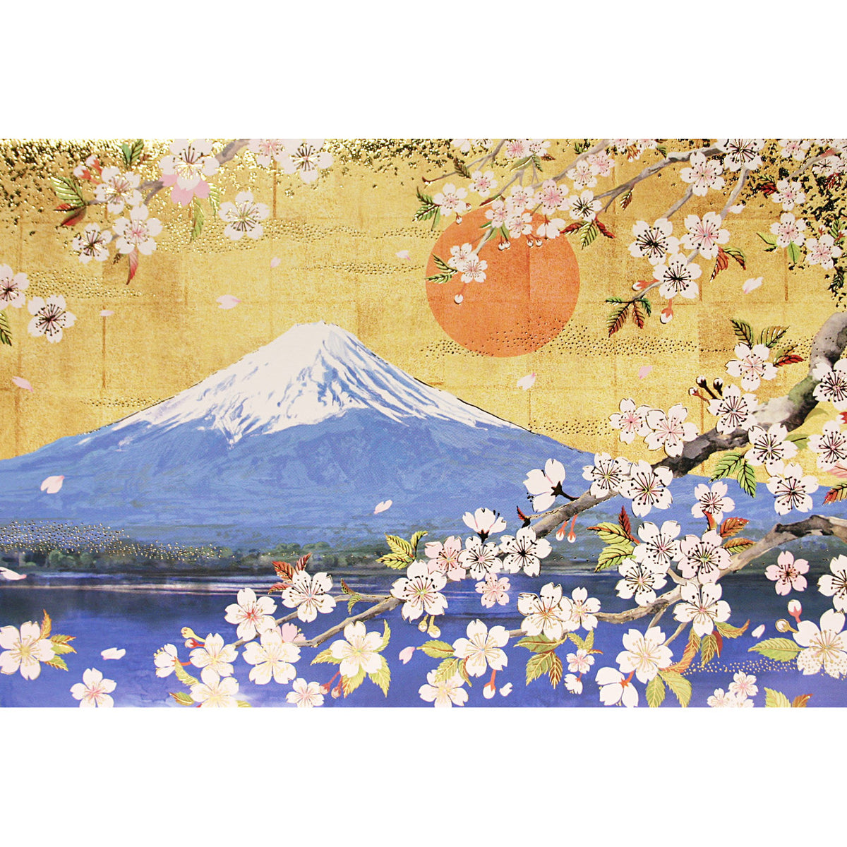 クリスマスカード 和風 「富士山と桜」 （5枚セット）C07-0008