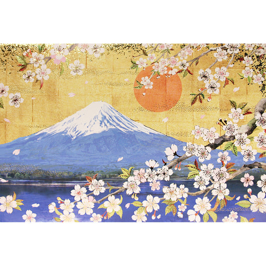 クリスマスカード 和風 「富士山と桜」 （5枚セット）C07-0008