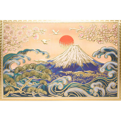 クリスマスカード 和風 「大波と富士山」 （5枚セット）C07-0021