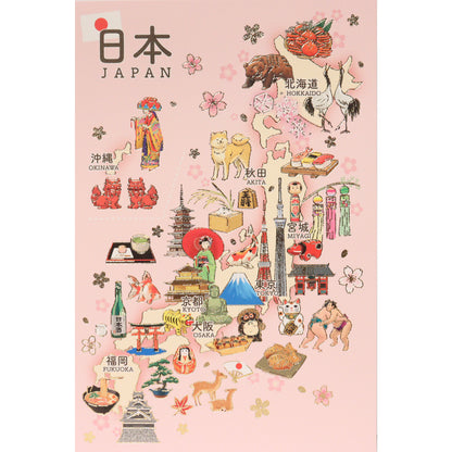 クリスマスカード 和風 「日本の特産地図」 （5枚セット）CB07-0052