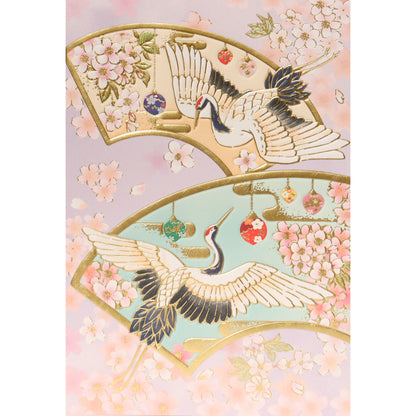 クリスマスカード 和風 「鶴とオーナメント」 （5枚セット）CB07-0056