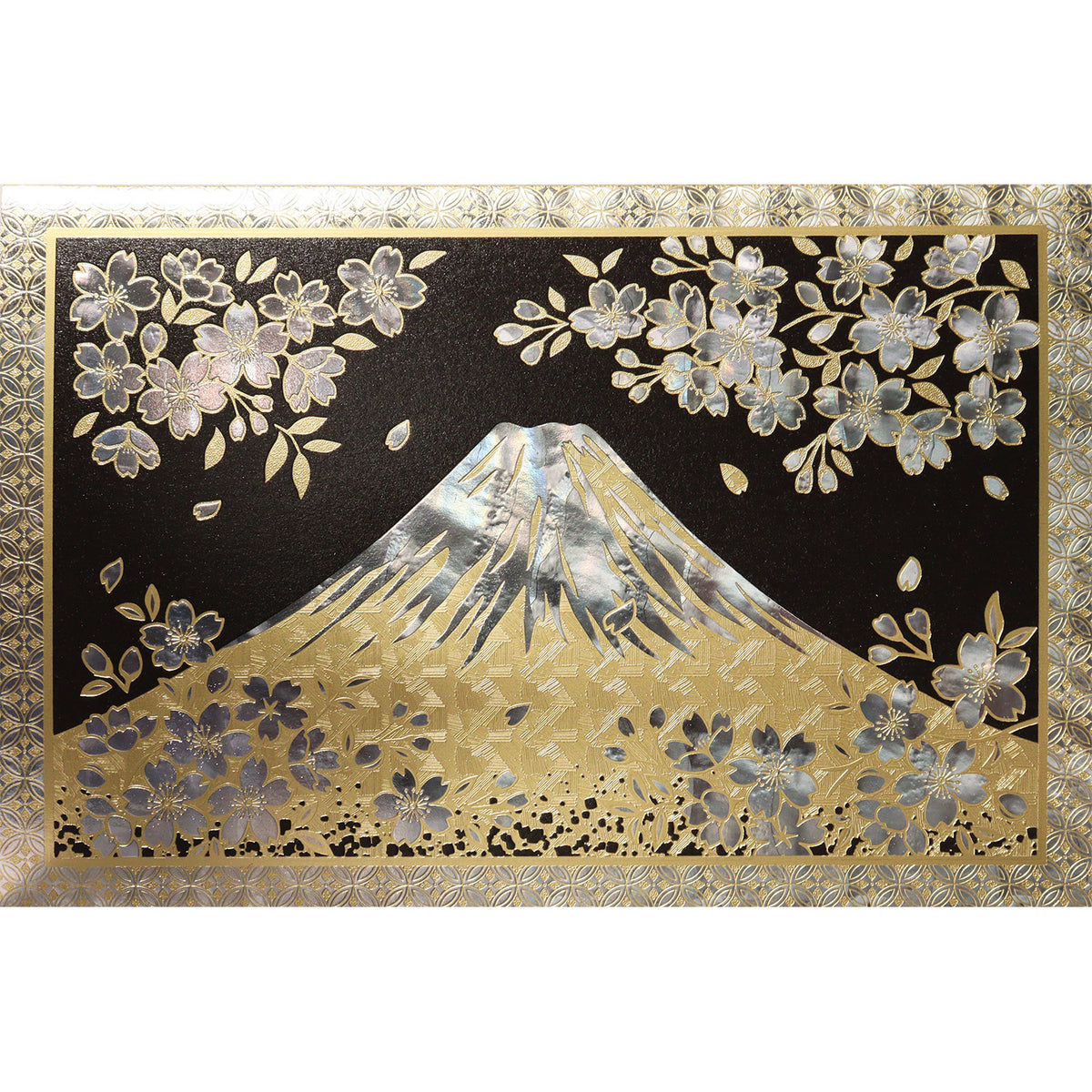 クリスマスカード 和風 「金富士に額」 （5枚セット）CJ07-0058