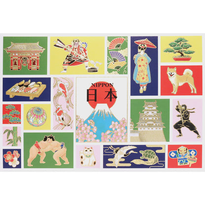 クリスマスカード 和風 「日本の伝統カラフル模様」 （5枚セット）C07-0025
