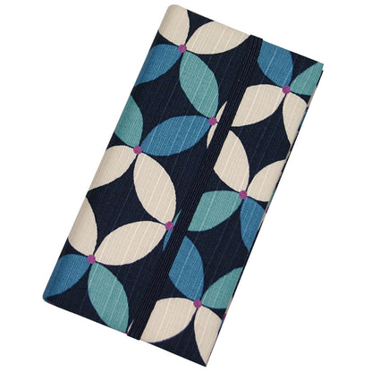 カラフルな和柄の二つ折りカードケースの七宝 ブルー