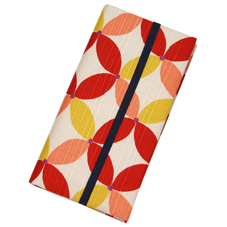 カラフルな和柄の二つ折りカードケースの七宝 赤シロ