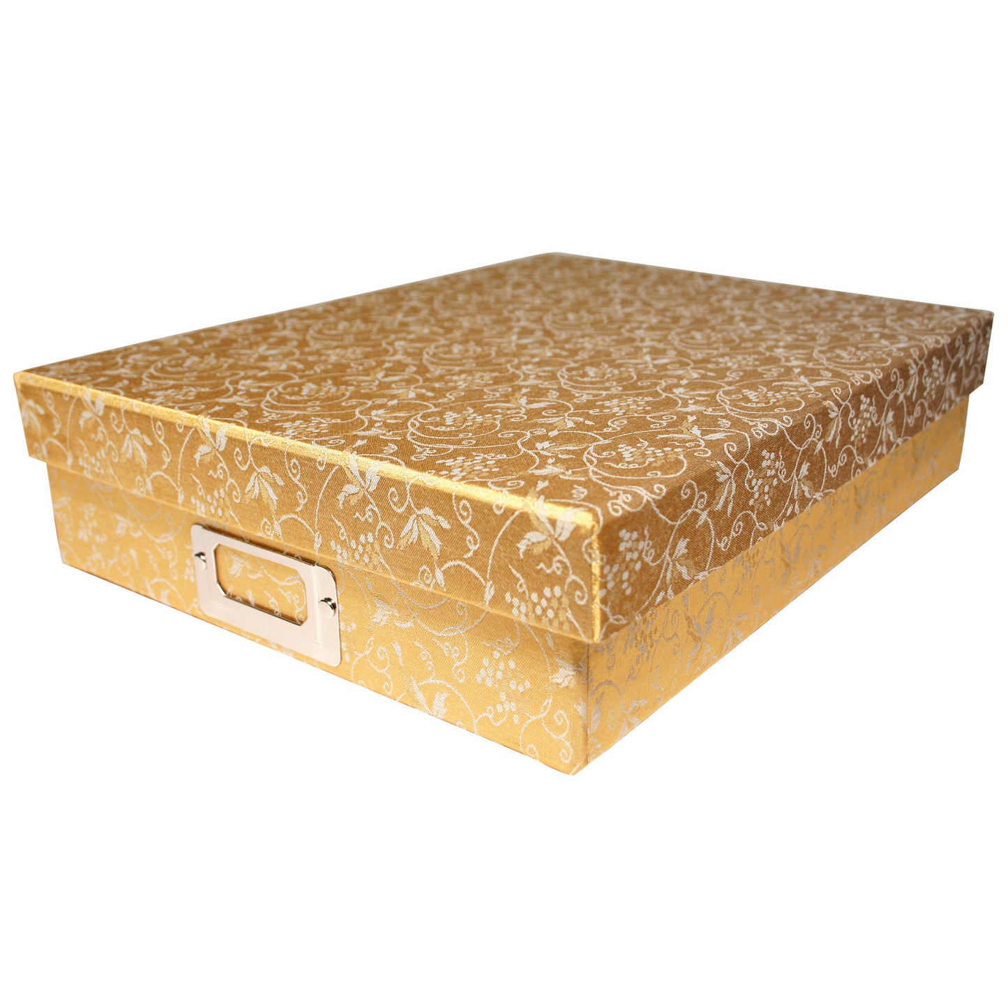 緞子生地の書類ボックスA4サイズの葡萄 ゴールド